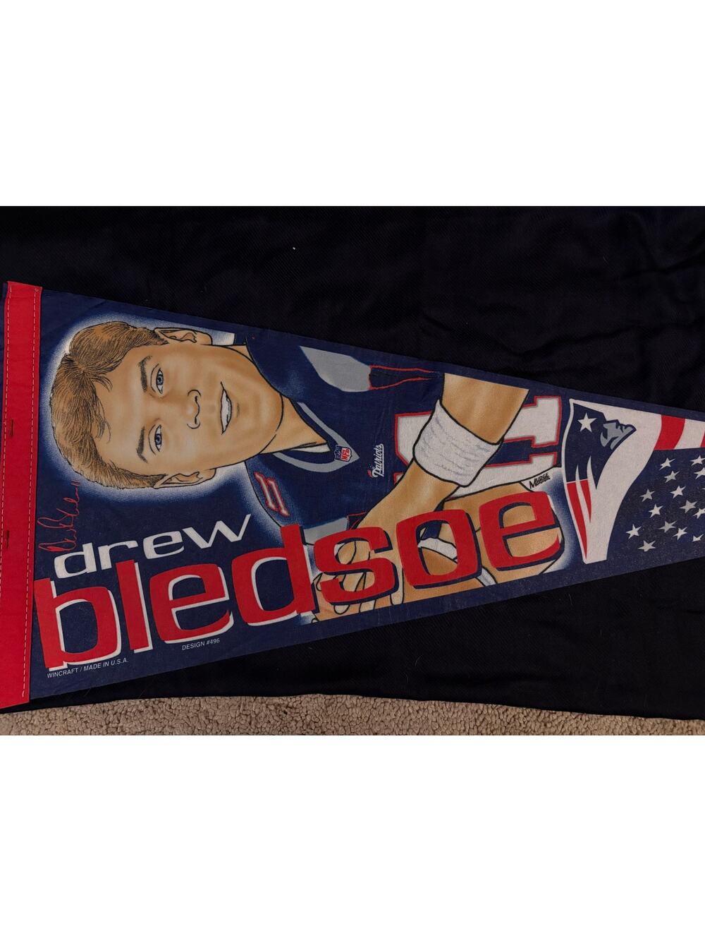 Officially Licensed NE Patriots NOS Drew Bledsoe Banner Football Wincraft USA